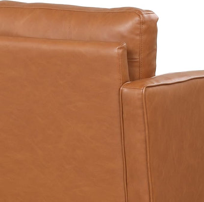 Studio Living® Lexington 39.4" Arm Chair, Mid-Century Modern, Pocket Coil Comfort, Easy Assembly, Vegan Leather, Carmel