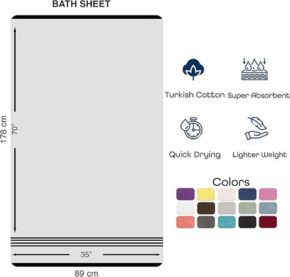 Hawmam Linen Jumbo Large Bath Sheets Towels 2 Pack Soft Bath Towels Premium Quality 100% Cotton Towels, Royal Blue