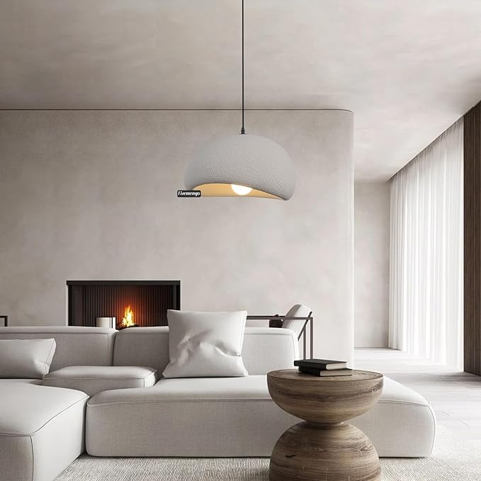 15.7in Wabi Sabi Pendant Lights Kitchen Island Lighting Fixture Ceiling Mount Grey Modern Japanese Lamp Japandi Chandelier for Dining Living Room Hallway Bedroom Restaurant Hanging Lamp