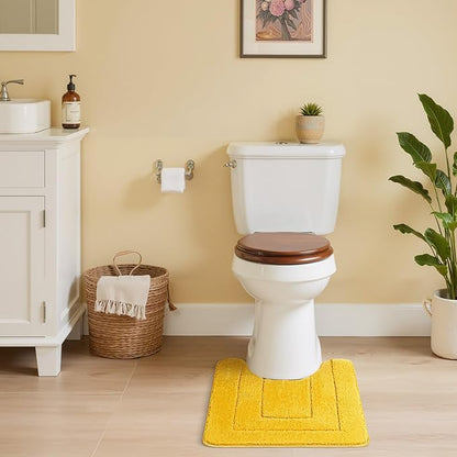 GRANNY SAYS Bathroom Toilet Rugs U Shaped, Bath Mats for Bathroom, Bath Rugs Non Slip Washable, Absorbent Microfiber Toilet Mat, Soft Plush Shaggy, 20" x 24", Yellow