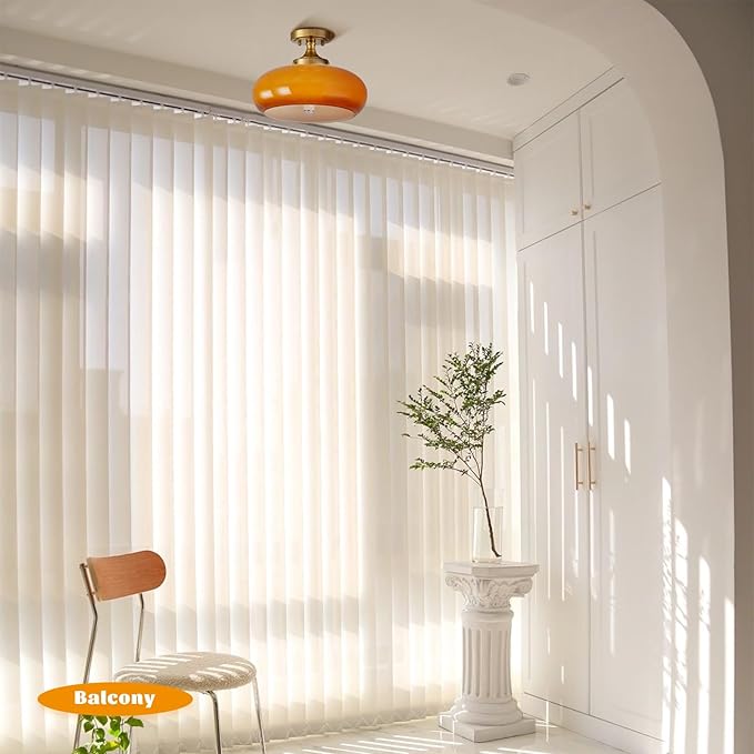 Mid Century Modern Gold Semi Flush Mount Ceiling Light Classic Orange Ceiling Lamp Vintage Glass Kitchen Light Fixture for Hallway Entryway Living Room Bathroom