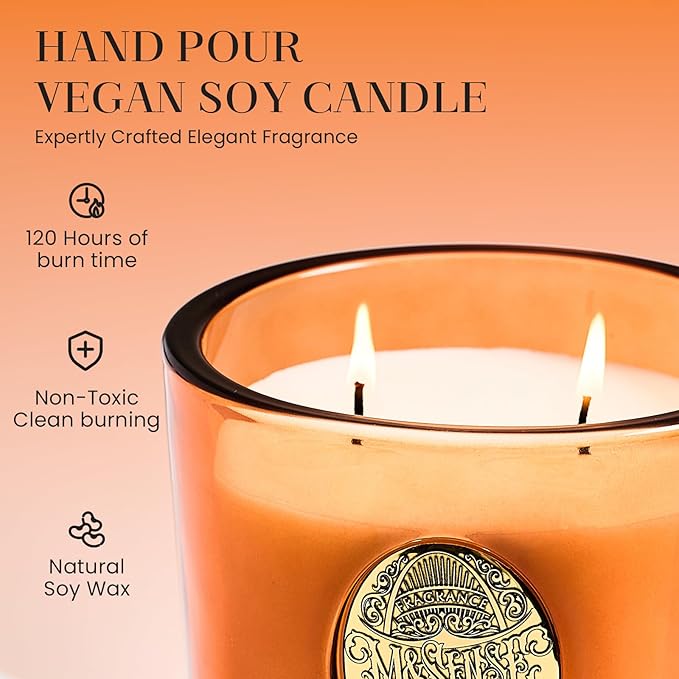 M&SENSE Large Two-Wick Soy Candle | Orange Goji & Neon Orange | 19.8 oz, 120H Burn Time | Luxury Scented Candle for Relaxation, Gifting, Home Décor | Ideal for Bedroom, Office, Party Ambiance