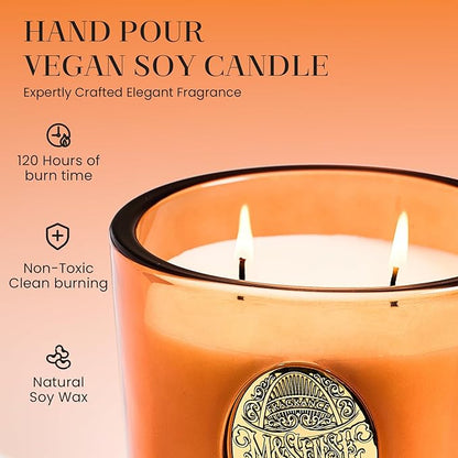 M&SENSE Large Two-Wick Soy Candle | Orange Goji & Neon Orange | 19.8 oz, 120H Burn Time | Luxury Scented Candle for Relaxation, Gifting, Home Décor | Ideal for Bedroom, Office, Party Ambiance