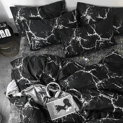 Pureant Black Marble Comforter Sets Full Black and White Marble Bedding Comforters Cotton Women Men Modern Aesthetic Black Quilt Comforter Set Full Size Abstract Black Marble Blankets Full Bedding