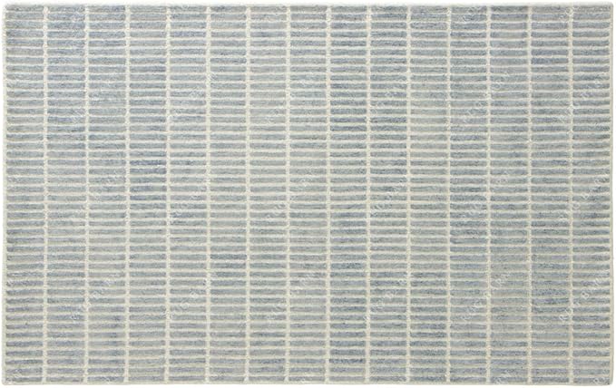 Capitola Hand-Tufted Wool Rug 9x12 Blue Coastal, Rustic Area Carpet for Bedroom Living Room, Textured Natural PB Style, Soft Wool Accent Mat