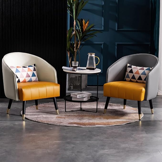 homary Leather Accent Chair with High Back Microfiber Upholstery Comfy Chair for Bedroom, Reading Corner, Living Room Chairs (Gray)