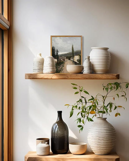 KBKBART Framed Wall Art, Vintage European Village Country Canvas Art Prints Farmhouse Decor, Vintage Oil Painting Picture, Rustic Landscape Wall Decor for Bathroom, Bedroom Living Room, Vintage Art(8"x10")