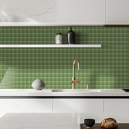 Alwayspon 10 Sheets 10"x10" Green 3D Vinyl Backsplash Tiles, Self-Adhesive Peel and Stick Wall Tile Stickers Stick on Subway Tiles for Kitchen Bathroom Wall