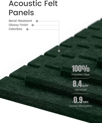 Bumusty Large Felt Bulletin Board 48" x 36" Cork Board Alternative-12 Pack with 70 Safe Removable Adhesive Tabs, Cork Boards for Walls Cork Board for Home Office Classroom Pin Board (Aurora Green)