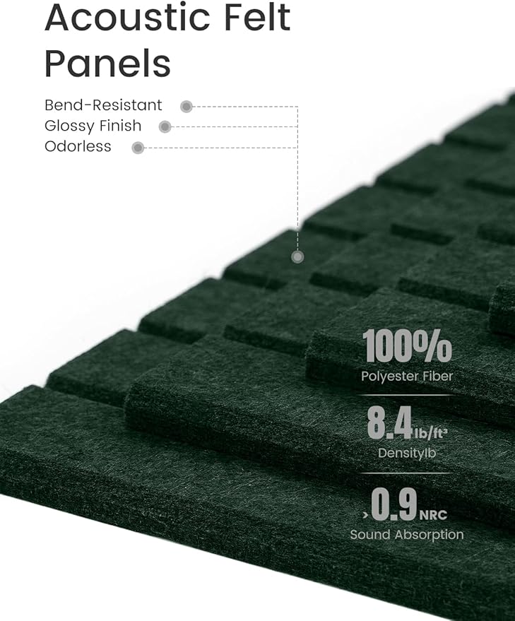 Bumusty Large Felt Bulletin Board 48" x 36" Cork Board Alternative - 6 Pack with 40 Safe Removable Adhesive Tabs, Cork Boards for Walls Cork Board for Home Office Classroom Pin Board (Aurora Green)