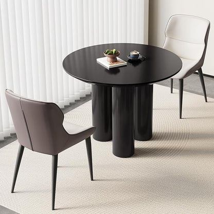 39.37" Black Round Dining Table Set, Mid Century Modern Round Dining Table for 4-6 Person for Kitchen Dining Room,Steel Legs, Coffee Table for Living Room,Office (1 Table with 2 Chairs)