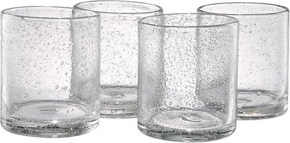Artland 14oz Double Old Fashion Glass, Set of 4 | Iris Seeded Design, Clear | Drinking Glass for Parties and Everyday Use - Mojito, Whiskey, Cocktail | Glassware & Barware Essentials
