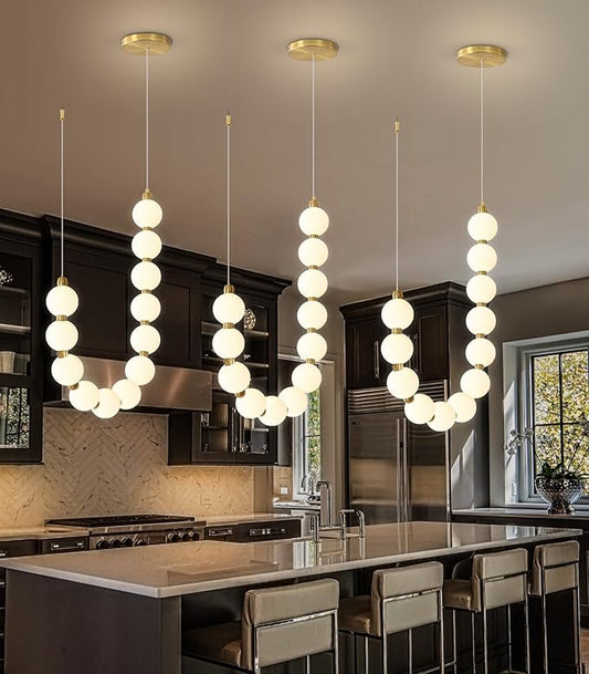 Modern Chandeliers LED Dimmable Light Acrylic Balls Ceiling Pendant Lighting for Living Room Dining Room Bedroom Adjustable Hanging Lights 25 Watts Gold Lamp