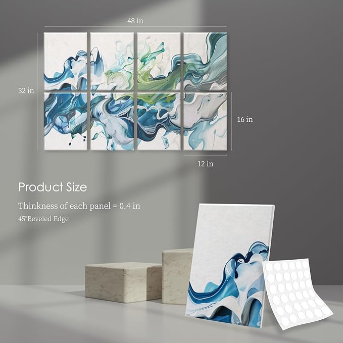 8-Pack Art Acoustic Panels Sound Absorbing Panels, 48x32 Inch Decorative Acoustic Panels, Sound Absorbing Wall Art with Nano Glue for Recording and Home Studio, Office,Conference