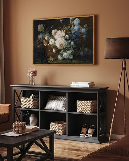 ARPEOTCY Vintage Framed Canvas Wall Art, Bathroom Hydrangea Peonies Floral Pictures Retro Wall Decor, Large Prints, Bedroom Living Room Flower Paintings Farmhouse Moody Home Decorations, 24x36 Inch