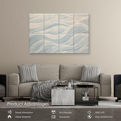 8-Pack Art Acoustic Panels Sound Absorbing Panels, 48x32 Inch Decorative Acoustic Panels, Sound Absorbing Wall Art with Nano Glue for Recording and Home Studio, Office,Conference