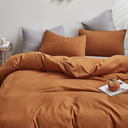 Pureant Pumpkin Comforter Set King Burnt Orange Bedding Comforter Sets Cotton for Women Girls Solid Brown Terracotta King Comforter Soft Rust Caramel King Size Comforter Sets Dusty Pumpkin Quilts