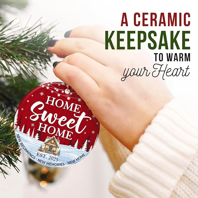 ZAGKOO New Home Ornament 2025, First House Ornament - New Home Gift Ideas - Best Housewarming Gifts 2025 - House Warming Gifts for Owners, Couples, Men, Women - Our First Christmas Ceramic Keepsake
