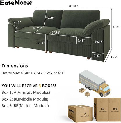 EASE MOOSE Modern Loveseat Sofa for Living Room, Comfty 2 Seat Solid Wood Frame Sofa, FSC Certified Modern Deep Seat Couch, Removable Cover