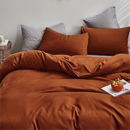 CLOTHKNOW Rust California King Comforter Sets Burnt Orange Bedding Comforter Sets Soft Caramel Cinnamon Comforter with 2 x Pillow Cases