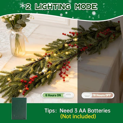 Bluesea 9FT Artificial Norfolk Pine Garland - Faux Christmas Garland, Fake Greenery Garland for Table, Mantle, Wall, Indoor, Outdoor Christmas Decorations (1 Pcs)