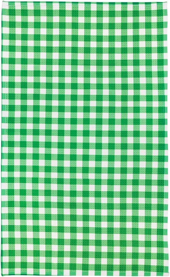 Modern Style Premium Kitchen Tea Towel Super Absorbent Fast Drying Microfiber Green Gingham