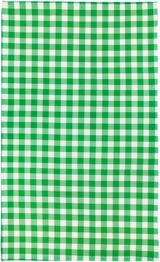 Modern Style Premium Kitchen Tea Towel Super Absorbent Fast Drying Microfiber Green Gingham