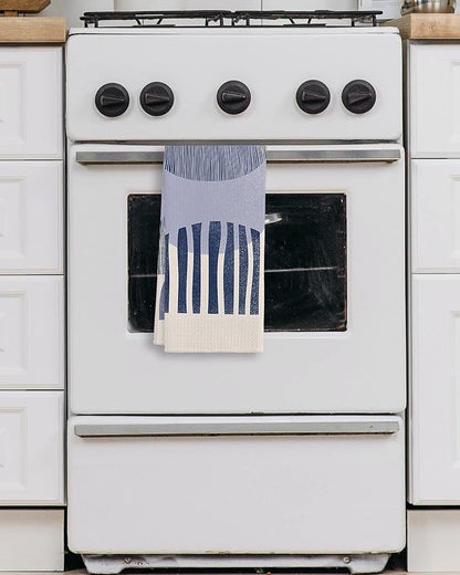 QIYUHOY Abstract Blue Geometric Mid Century Modern Kitchen Towels Tea Towels 16x24 Cotton Dish Towels for Farmhouse Decor