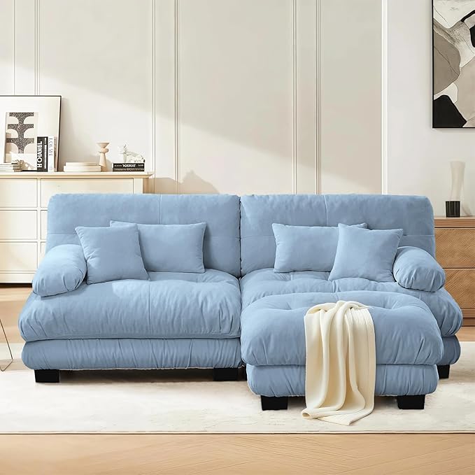 SoarFlash L Shaped Couches for Living Room, Small Sectional Sofa Set with Reversible Chaise, Modern Designed Sleeper Sofas and Modular Couch Function, Suitable for Small Spaces in Apartment, Blue