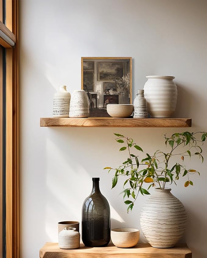 KBKBART Vintage Framed Wall Art, Farmhouse Decor Moody Still Life Canvas Oil Painting Vintage Dark Bathroom Art Prints, Neutral Antique Wall Art Decor for Bedroom, Living Room, Gallery, Gifts for Friends or Family (8"x10")