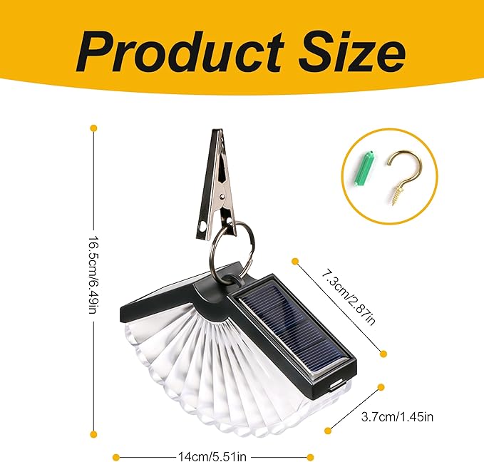 2 pcs Solar Fan-Shaped Clip Hanging Light Outdoor Courtyard Landscape Decoration Hanging Light Atmosphere Night Light Suitable for Outdoor Staircase Step Garden Courtyard Terrace Railing Decoration