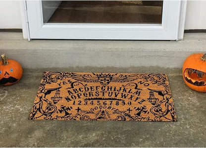 Juvale Ouija Board Front Door Mat - Brown Spooky & Funny Welcome Mat for Porch, Patio, and Entryways, (30 x 17 in) (Weather-Resistant)