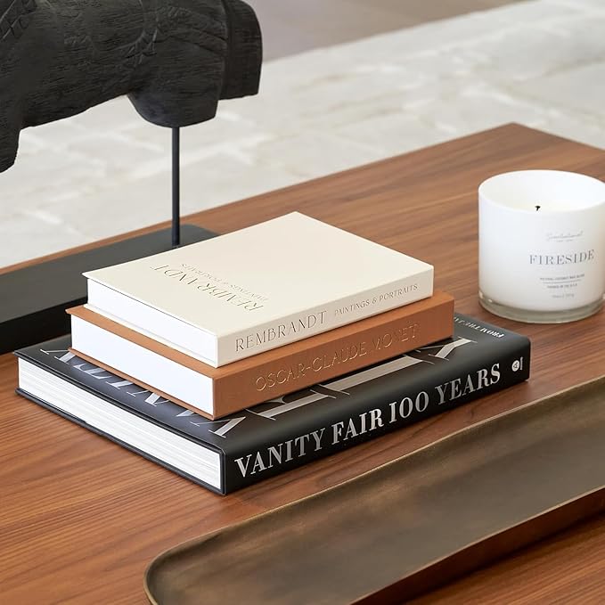 Beautiful Decorative Books - Set of 2 Linen Boxes Enhance Your Table, Bookshelf or Mantel Decor - Aesthetic Fake/Faux Books for Modern Home Decoration, Photo Storage and as a Keepsake Box