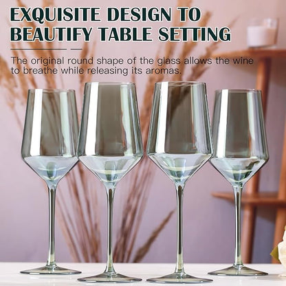 Green Wine Glasses Set of 6-15oz Hand-Blown Green Wine Glass Set for Bar Party Wine Glasses