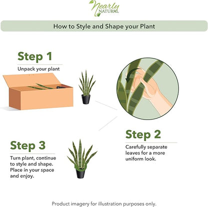 Nearly Natural, Green 4855 35in. Sansevieria with Black Planter