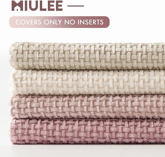 MIULEE Pack of 4 Throw Pillow Covers 18x18 Inch Neutral Pink Cute Decorative Chenille Pillow Covers Farmhouse Boho Accent Cushion Covers for Coquette Room Decor Spring Bedroom Living Room