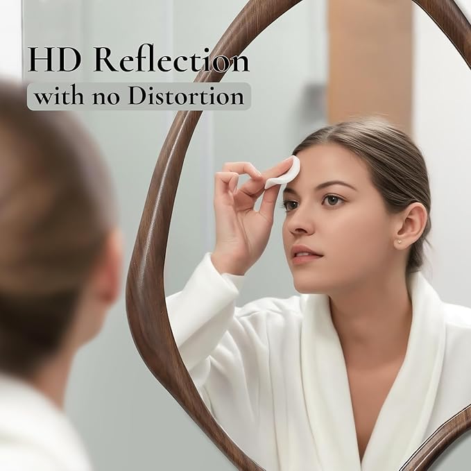 LuxenHome Asymmetrical Wall Mirror, 23"x 29" Classic Brown Irregular Mirror, Rustic Farmhouse Mirror for Bathroom, Wall Mirrors Decorative for Bedroom Living Room Entryway Hall