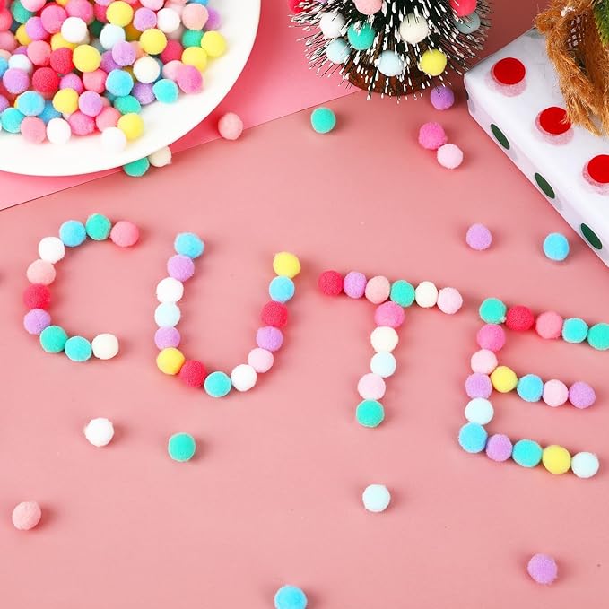 SEPGLITTER Pom Poms Balls, 1000 Pieces 1 cm Pastel Pom Poms for Holiday Crafts Making DIY Miniature Decorations Accessories