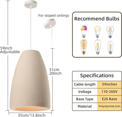 JAYMP Wabi Sabi Pendant Light for Dining Room Kitchen Island Light Hallway Restaurant Hanging Lamp E26 Base Japanese Style Wine Bottle Shape Lighting Fixture, 1 Pack (Light Brown,A Shape, D35×H51cm)