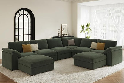 EASE MOOSE Sectional Modular Sofa,Oversized U Shape Sectional Couch Wide Deep Seat Modular Cloud Couch,Green