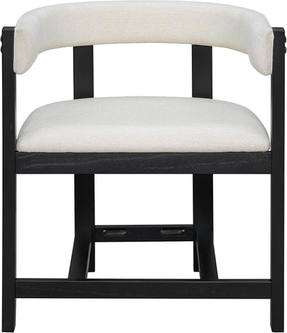 Christopher Knight Home Set of 2 Arley Modern Fabric Upholstered Dining Sturdy Wooden Kitchen Side Chair with Ergonomic Backrest and Footrest, Soft Padded Barrel, Beige+Black