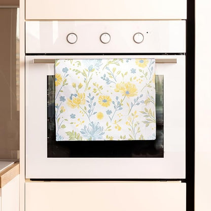 Eunzel Kitchen Tea Towel Quick Dry Microfiber Dish Towels with Hanging Loop, Serene Meadow Blooms