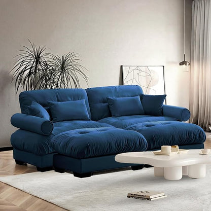 SoarFlash Modern Sofa Couches for Living Room, Small Sectional Sofa Set with Reversible Chaise, Sleeper Sofas and Modular Couch Function, Suitable for Small Spaces in Apartment, Blue