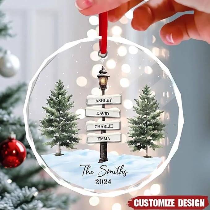 Shaant Personalized Christmas Glass Ornaments 2025, Family Christmas Tree Decoration, Gifts for Family & Friends, Housewarming Gift Ideas Holiday Keepsake