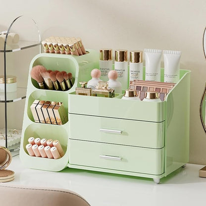 Makeup Organizer with Drawers for Vanity,Spacious Cosmetic Display Case,Perfect Storage Solution for Your Beauty Essential (All Green)