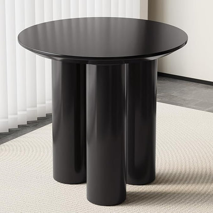 31.49" Black Round Dining Table with Three Stable Legs, Single Side Table for Living Room,Space Saving Coffee Table for 1-4 People，Kitchen Table,