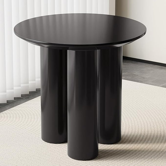 31.49" Black Round Dining Table with Three Stable Legs, Single Side Table for Living Room,Space Saving Coffee Table for 1-4 People，Kitchen Table,