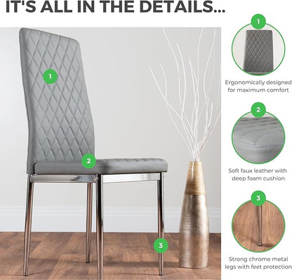 Furniturebox UK Enna White Glass Extending Dining Table and 6 Milan Chairs (6 White Chairs)