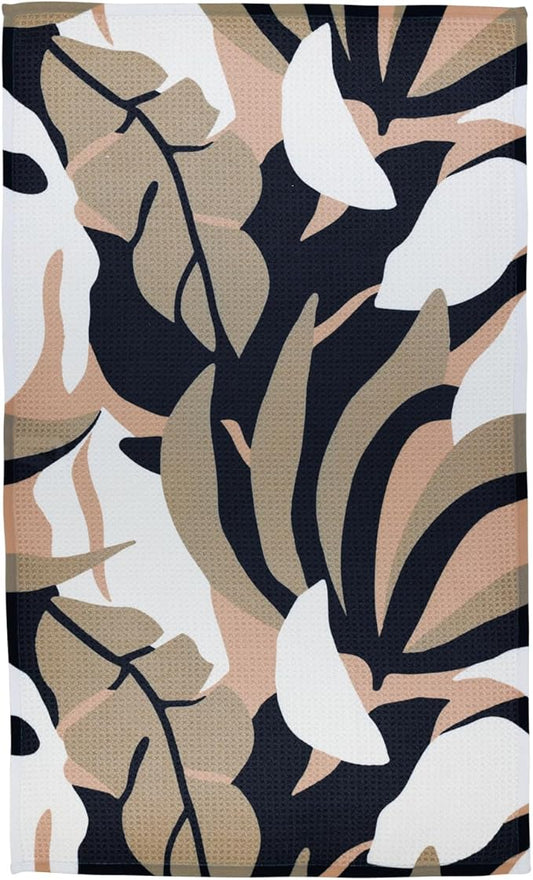 Modern Style Premium Kitchen Tea Towel Super Absorbent Fast Drying Microfiber Mocha Leaf
