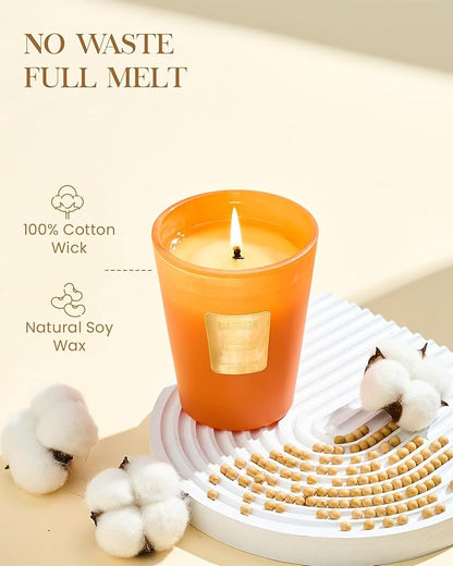 M&SENSE Sunset Mandarin Scented Natural Soy Wax Candle, 14.1oz 60 Hours Long Lasting Slow Burning Candles for Home Decor, Aromatherapy Candle for Stress Relief